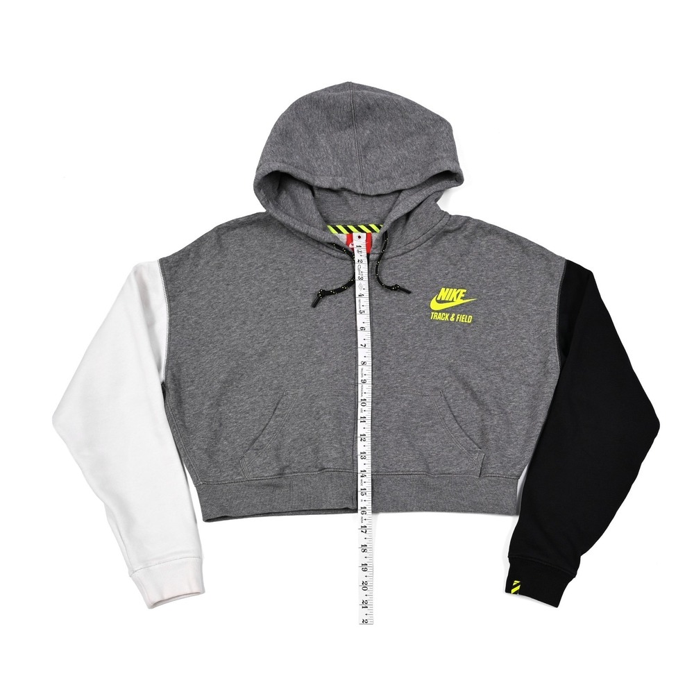 Nike Full Zip Cropped Hoodie Women's Small Long Sleeve Oversized Logo‎ Pockets - Picture 2 of 9